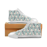 Cute Penguin pattern Women's High Top Canvas Shoes White