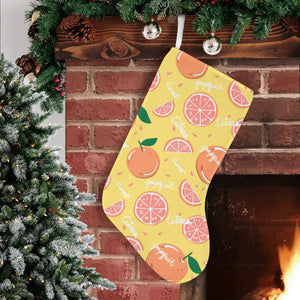Grapefruit yellow background Christmas Stocking