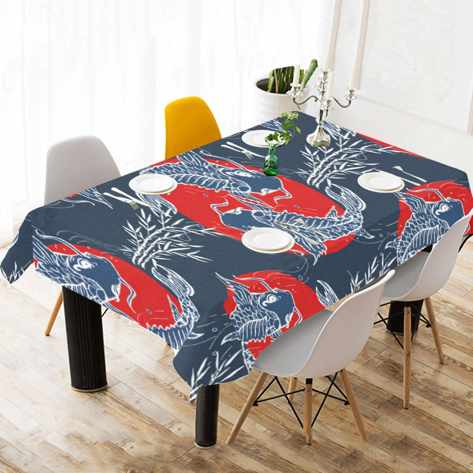 Koi Fish Carp Fishs hand drawn japanese art Tablecloth