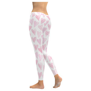Watercolor pink heart pattern Women's Legging Fulfilled In US