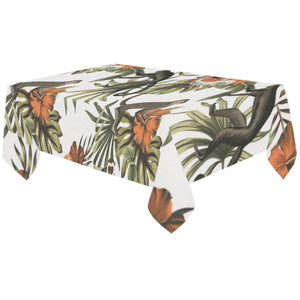 Monkey red hibiscus flower palm leaves floral patt Tablecloth