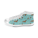 Dachshund decorative background Men's High Top Canvas Shoes White
