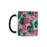 Watermelons tropical palm leaves pattern Morphing Mug Heat Changing Mug