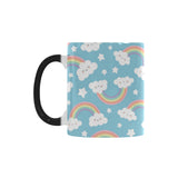Cute rainbow clound star pattern blue background Morphing Mug Heat Changing Mug