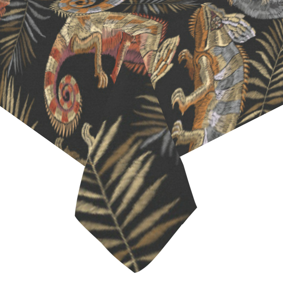 Chameleon lizard tropical leaves palm tree Tablecloth
