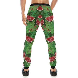 Watermelons tropical palm leaves pattern backgroun Unisex Casual Sweatpants