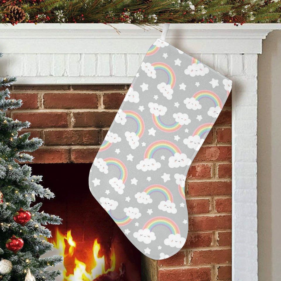 Cute rainbow clound star pattern Christmas Stocking