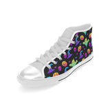 Colorful halloween background Men's High Top Canvas Shoes White