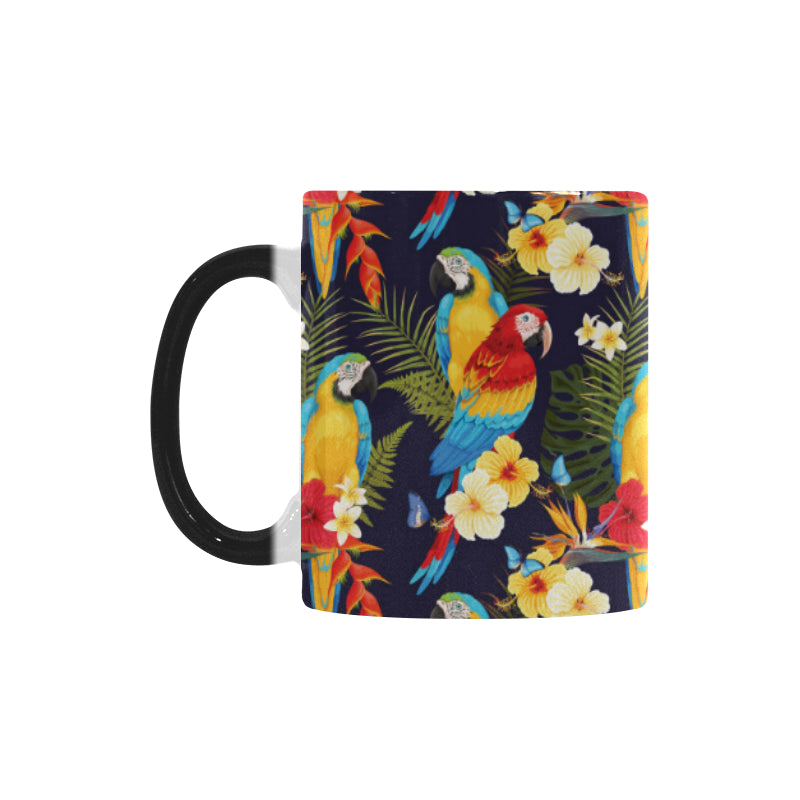 Colorful parrot flower pattern Morphing Mug Heat Changing Mug