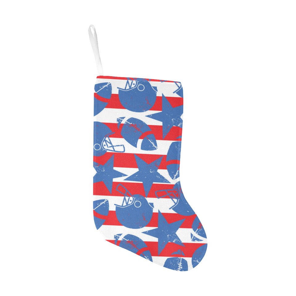 American football ball star stripes pattern Christmas Stocking