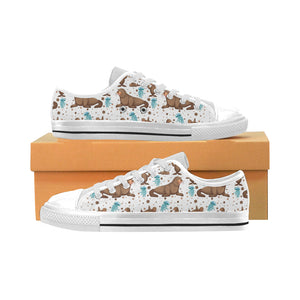 sea lion Seals jellyfish pattern Men's Low Top Shoes White