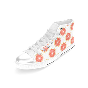 Grapefruit pattern Women's High Top Canvas Shoes White