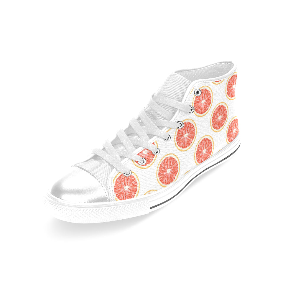 Grapefruit pattern Women's High Top Canvas Shoes White