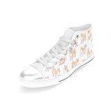 shiba inu dog pattern Women's High Top Canvas Shoes White