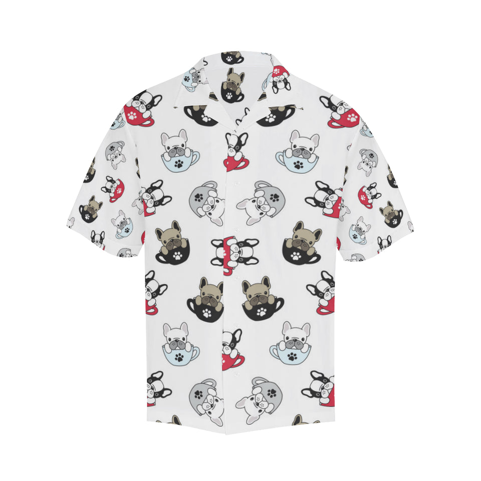 French bulldog cup paw pattern Men's All Over Print Hawaiian Shirt