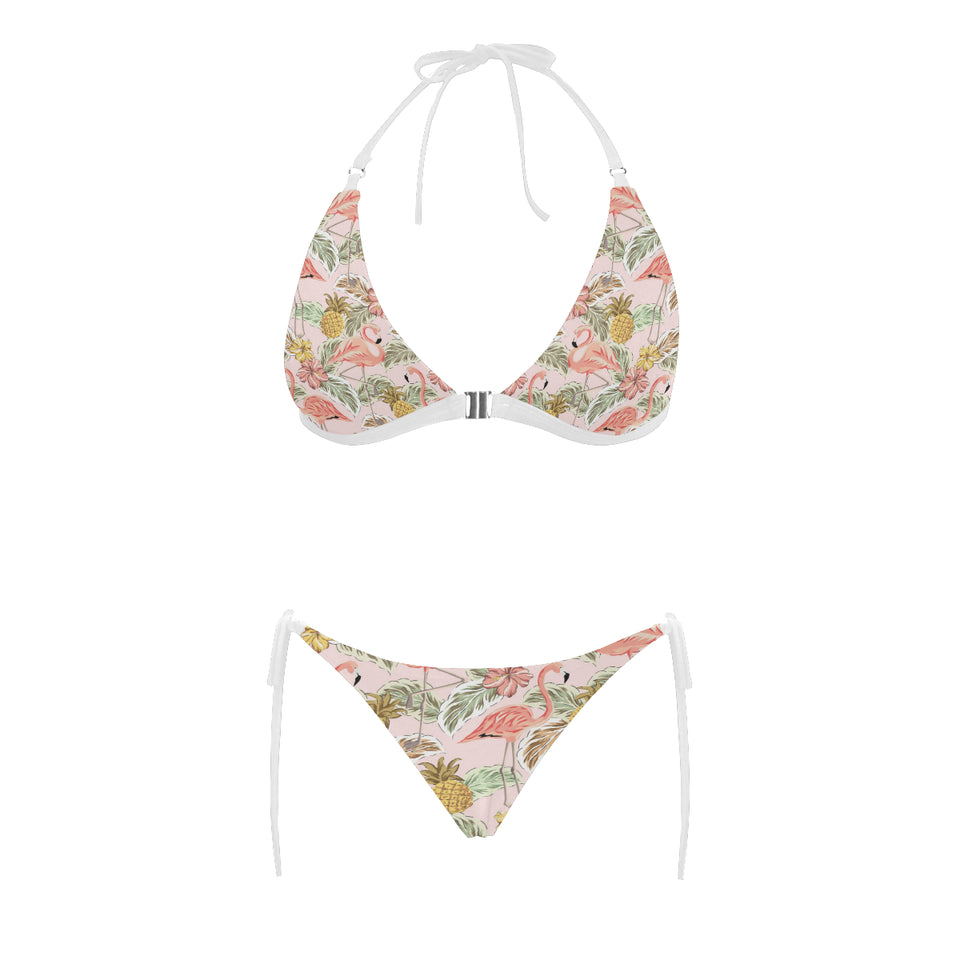 Pink flamingo birds pineapples hibiscus flower pat Sexy Bikinis Two-Piece Swimsuits