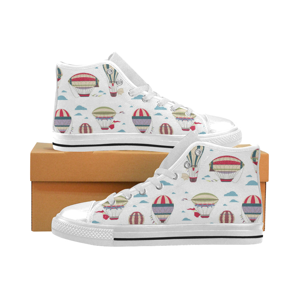 Hot air balloon pattern Men's High Top Canvas Shoes White