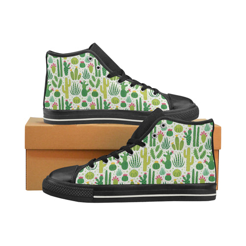 Cactus pattern copy Women's High Top Canvas Shoes Black