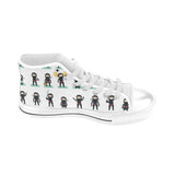 Cute ninja katana sword pattern Men's High Top Canvas Shoes White
