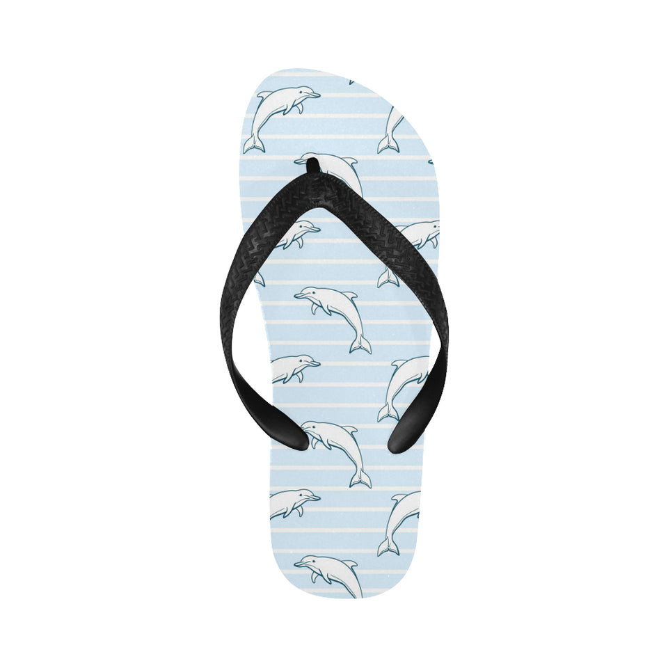 Dolphin blue striped background Unisex Flip Flops