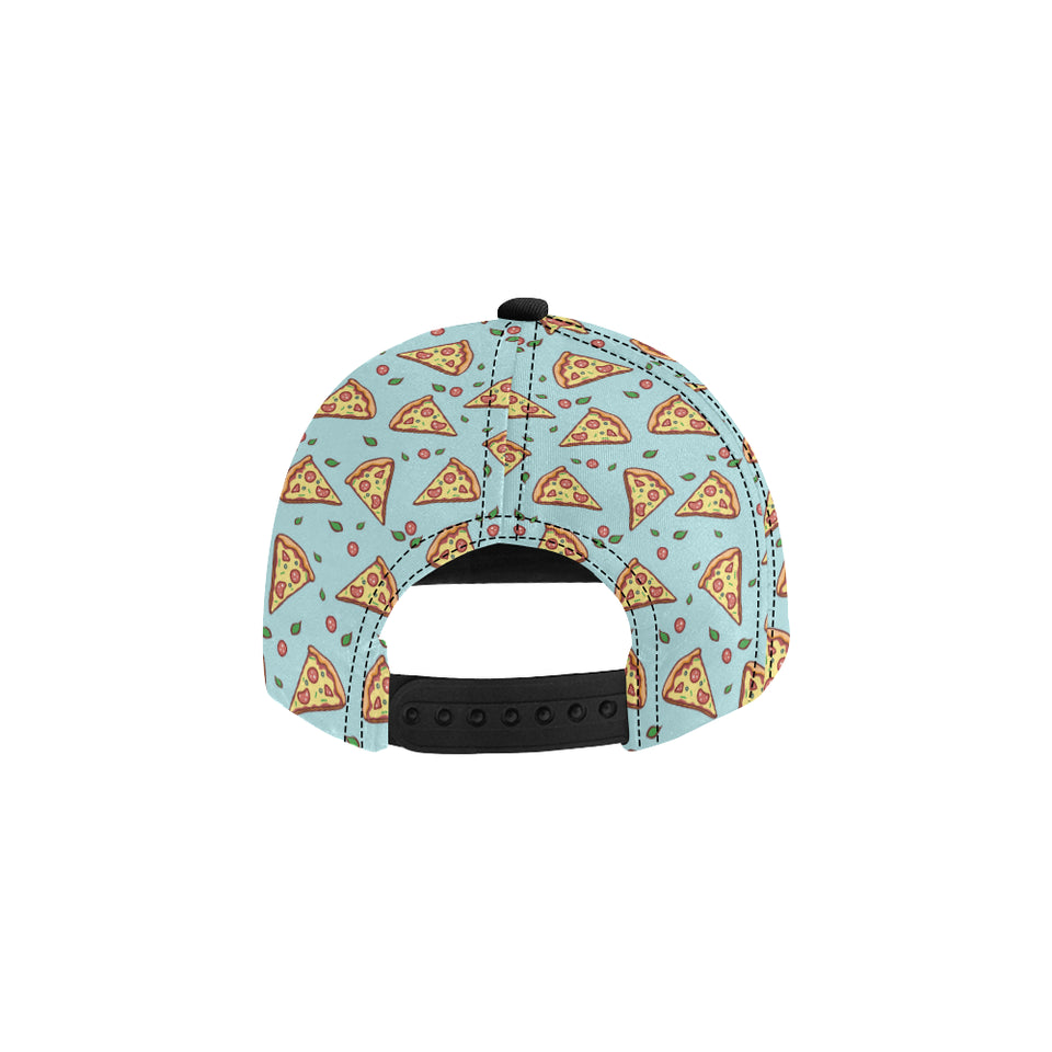 Hand drawn pizza blue background All Over Print Snapback Cap