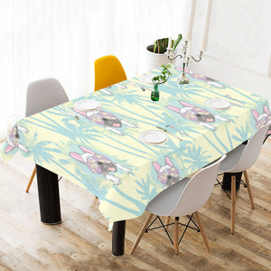 French bulldog hawaii blackground Tablecloth