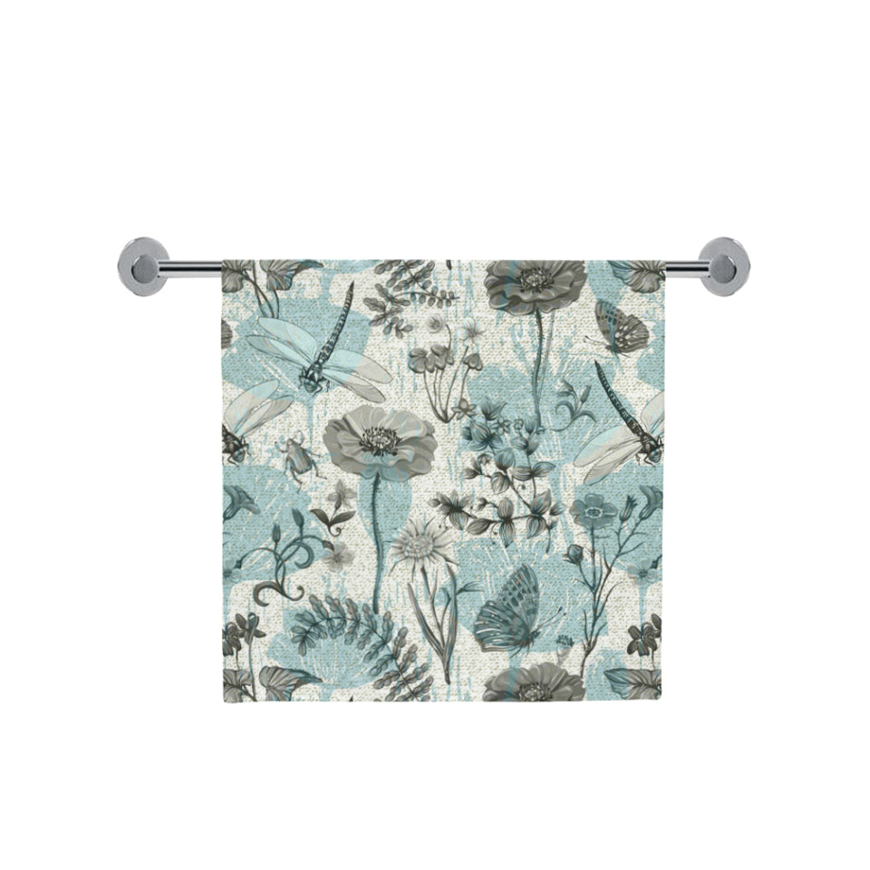 Dragonfly Butterfly Plants insect flower vintage s Bath Towel