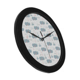 cute rhino heart pattern Elegant Black Wall Clock
