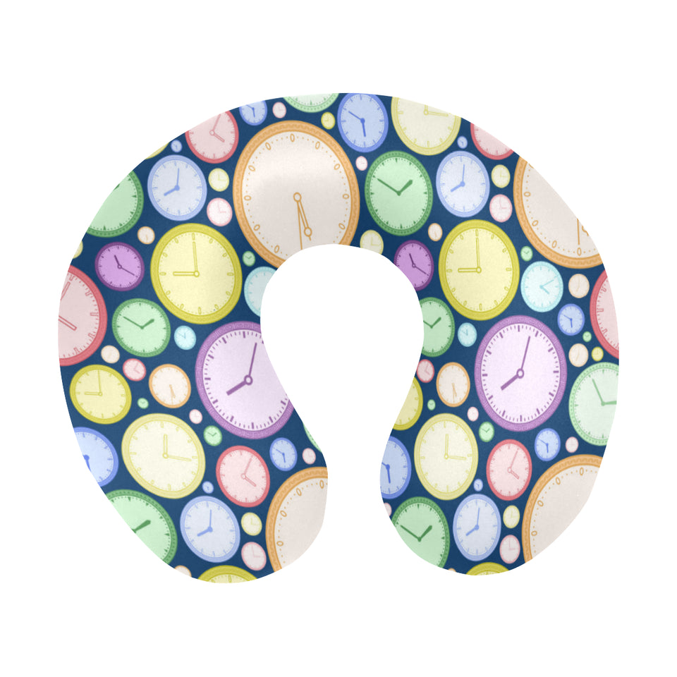 Colorful clock background U-Shaped Travel Neck Pillow