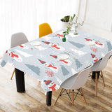 Snowman christmas tree snow gray background Tablecloth