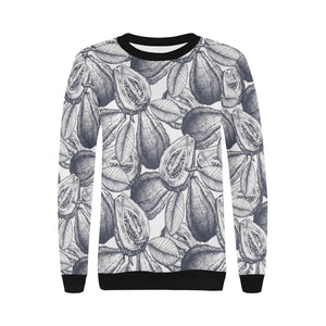 Guava tropical hand drawn pattern Women's Crew Neck Sweatshirt