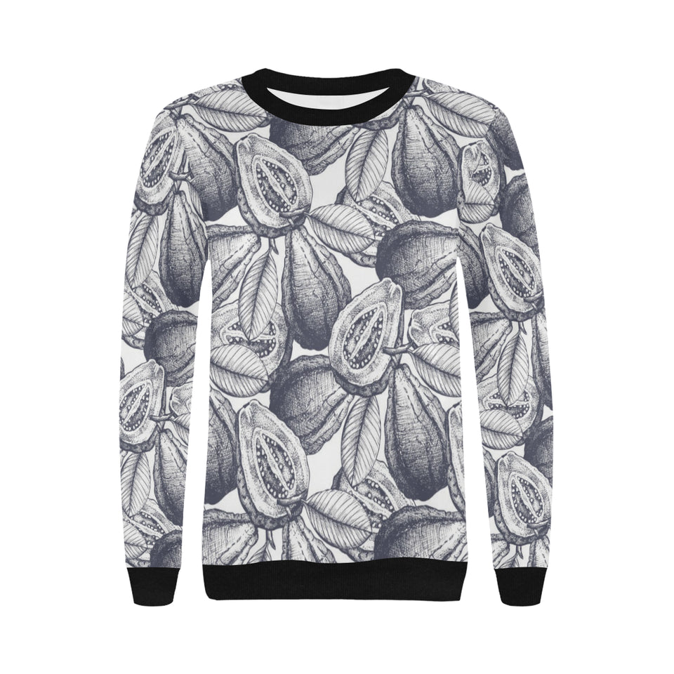 Guava tropical hand drawn pattern Women's Crew Neck Sweatshirt