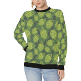 Hop pattern Hop cone background Women's Crew Neck Sweatshirt