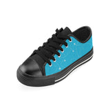 Airplane destinations blue background Men's Low Top Canvas Shoes Black