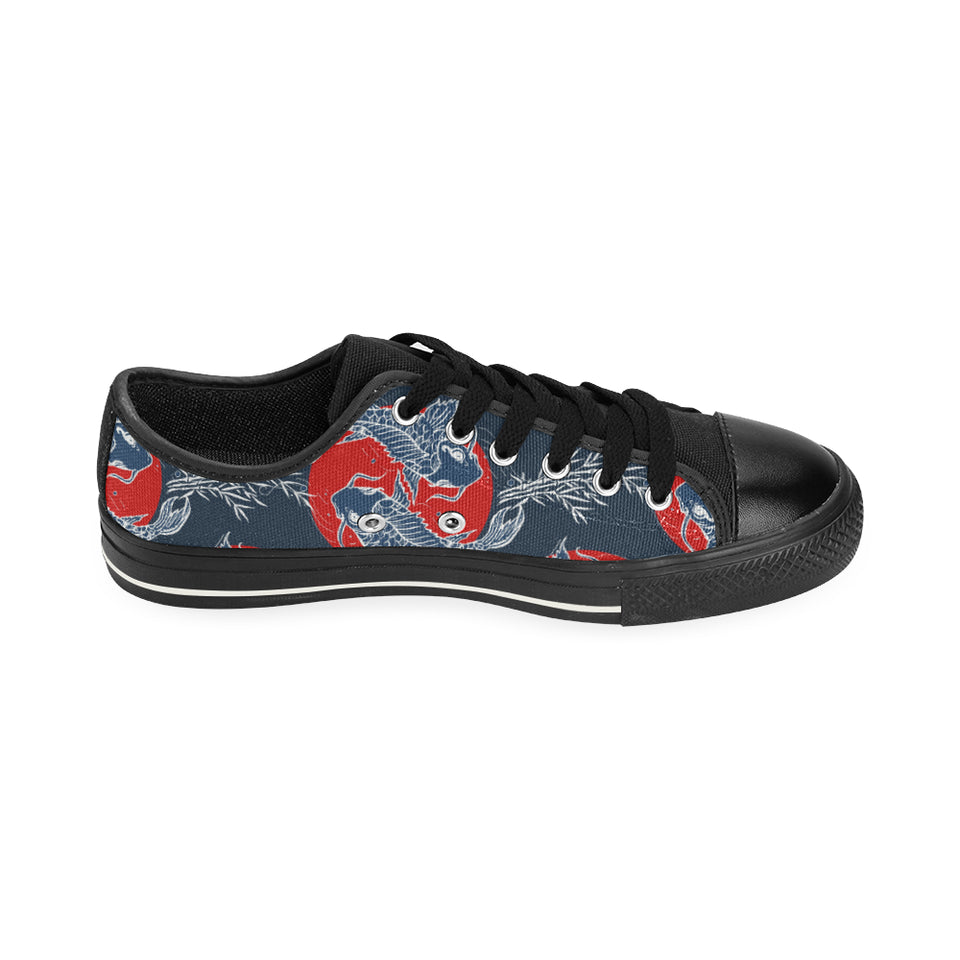 Fancy Carps hand drawn japanese art Men's Low Top Canvas Shoes Black
