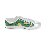 Durian pattern green background Men's Low Top Shoes White