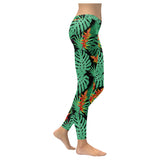 heliconia flower palm monstera leaves black backgr Women's Legging Fulfilled In US