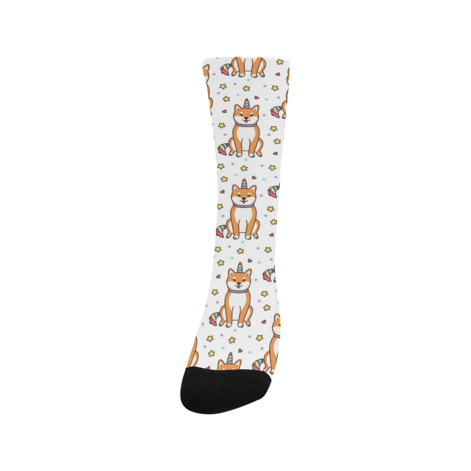 shiba inu unicorn costume horn colorful tail patte Crew Socks