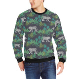 white bengal tigers tropical plant Men's Crew Neck Sweatshirt