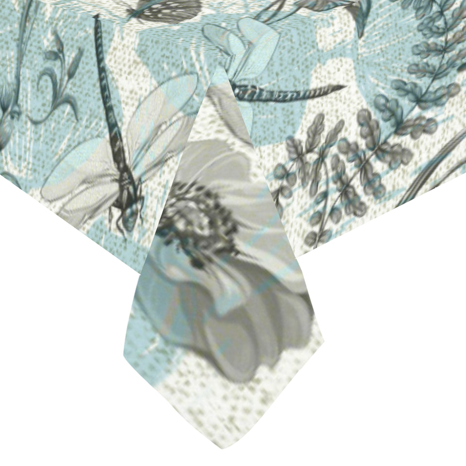 Dragonfly Butterfly Plants insect flower vintage s Tablecloth