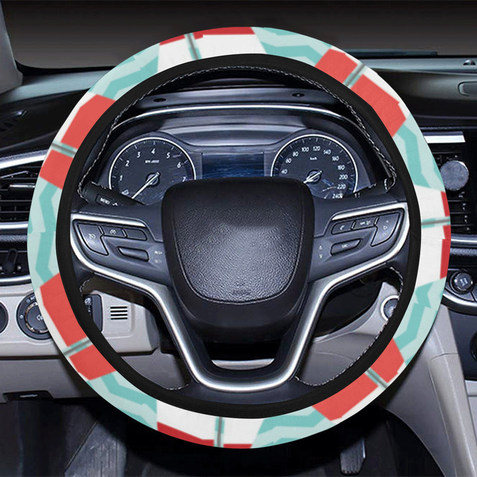 Red White sailboat wave background Car Steering Wheel Cover