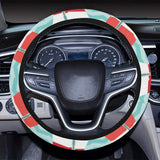 Red White sailboat wave background Car Steering Wheel Cover