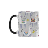 Cute Llama Alpaca pattern Morphing Mug Heat Changing Mug