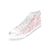 Japanese crane rose pattern Women's High Top Canvas Shoes White