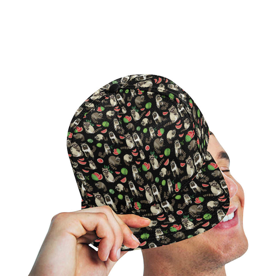 Raccoon watermelon pattern All Over Print Snapback Cap