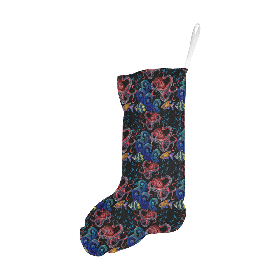 Octopus sea wave tropical fishe pattern Christmas Stocking