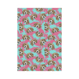 Beagle muzzles turquoise paint splashes pink patte House Flag Garden Flag