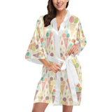 Ice cream cone pattern Women's Short Kimono Robe