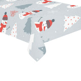 Snowman christmas tree snow gray background Tablecloth