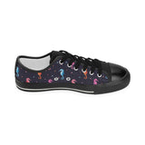 Watercolor colorful seahorse pattern Women's Low Top Canvas Shoes Black